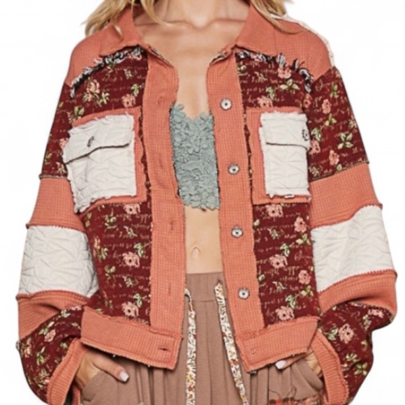 POL / New Patchwork Quilted Jacket / Boho Floral Winter jacket Boutique - Picture 5 of 13